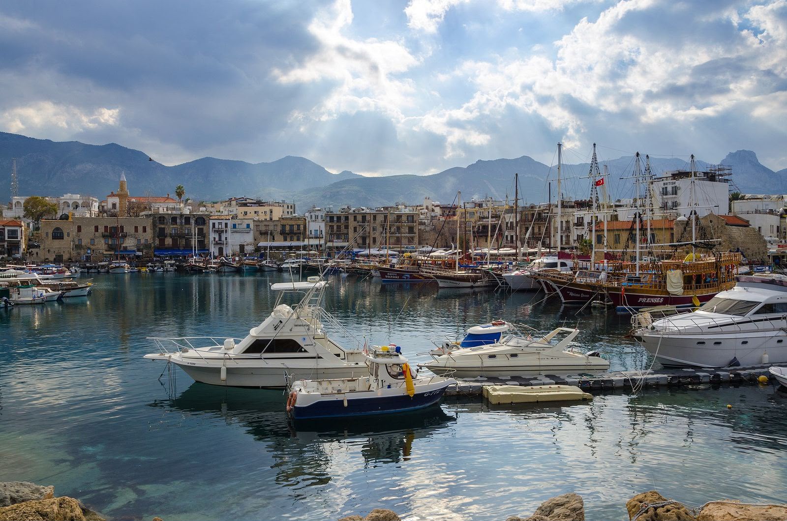 Boats in the historic harbour at Kyrenia, North Cyprus