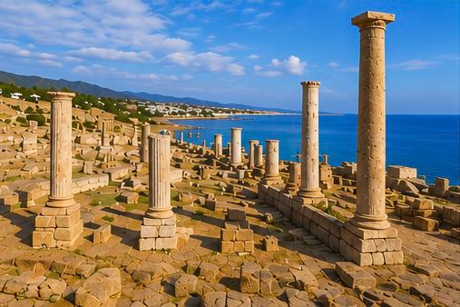Ancient ruins of Salamis by the sea near Famagusta